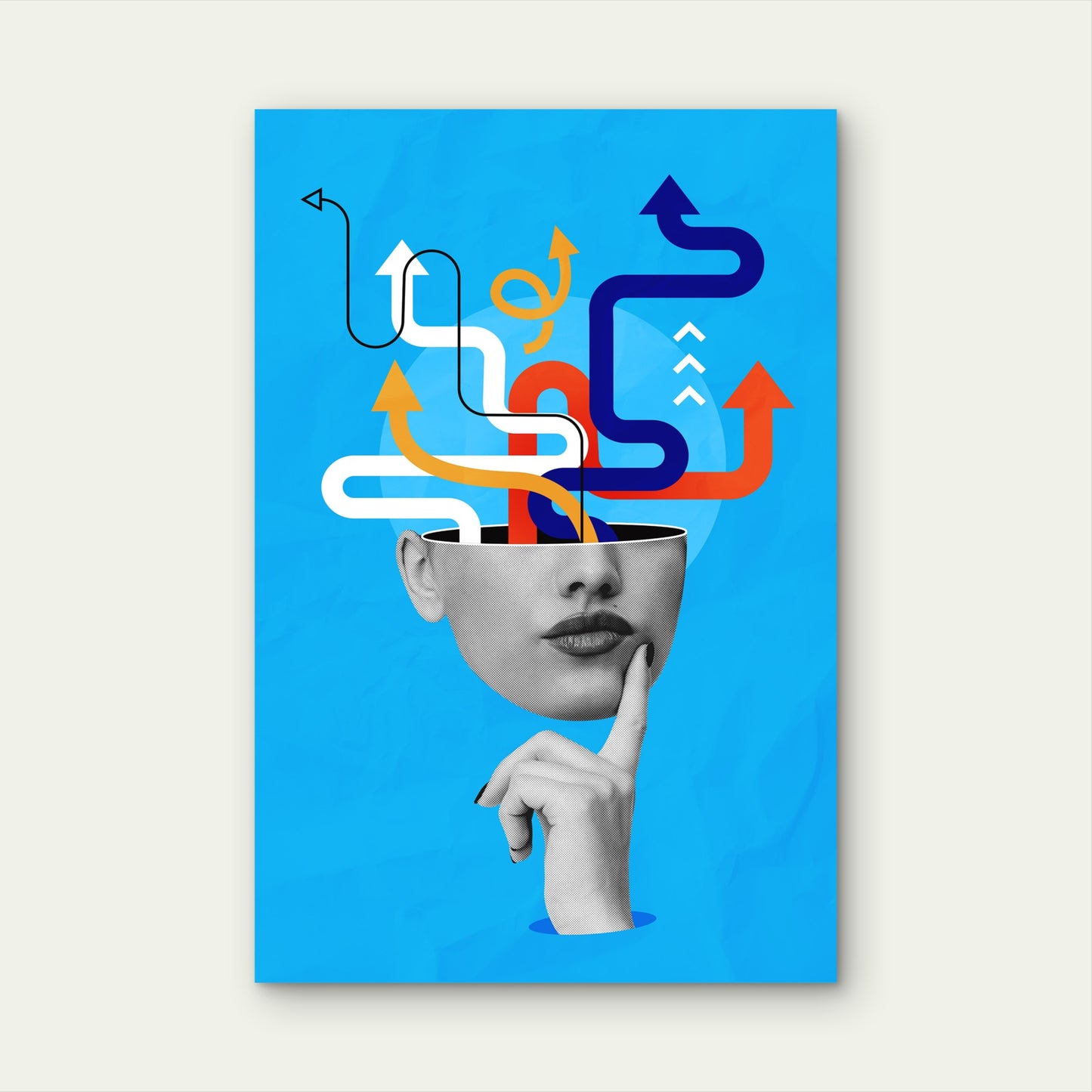 Abstract Surreal Brainstorming Woman Collage 40x60cm Metal Print Ready to Hang