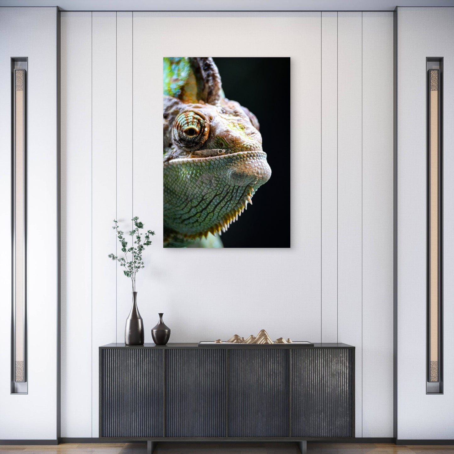 Veiled Chameleon Close Up Wildlife Photography 40x60cm Metal Print Ready to Hang