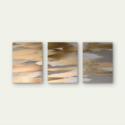 3pcs Minimalist Modern Abstract Gold Oil Ink  Wall Art Set Canvas Framed 40x60cm - High Quality Print 100% Australian Made Wall Canvas Ready to Hang