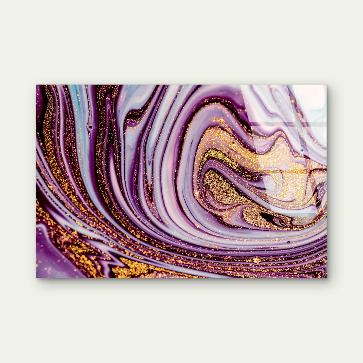 Abstract Purple Marble Agate Gold Glitter Acrylic Glass Printing Wall Art Australian Made Quality