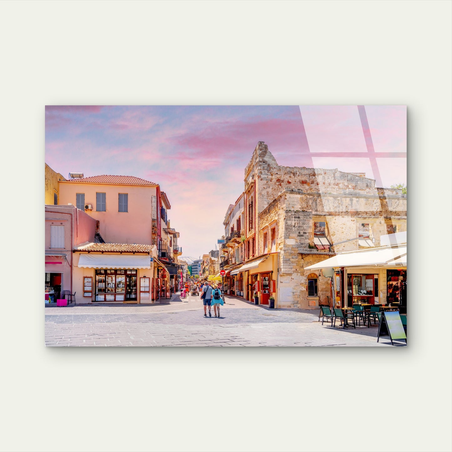 Chania Crete Greece Old Town Street Acrylic Glass Printing Wall Art Australian Made Quality