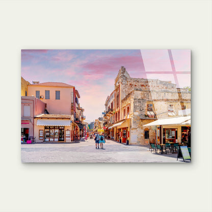 Chania Crete Greece Old Town Street Acrylic Glass Printing Wall Art Australian Made Quality