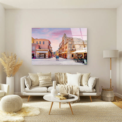 Chania Crete Greece Old Town Street Acrylic Glass Printing Wall Art Australian Made Quality