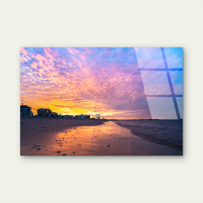 Bellaria Igea Marina Beach Sunset Italy Acrylic Glass Printing Wall Art Australian Made Quality