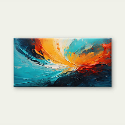 Colorful Teal Abstract Oil Splash Wall Art Canvas Office Home Framed 120x60cm