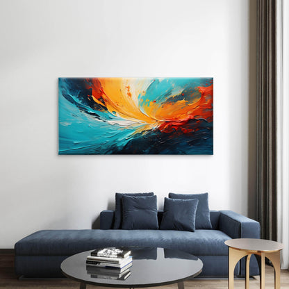 Colorful Teal Abstract Oil Splash Wall Art Canvas Office Home Framed 120x60cm