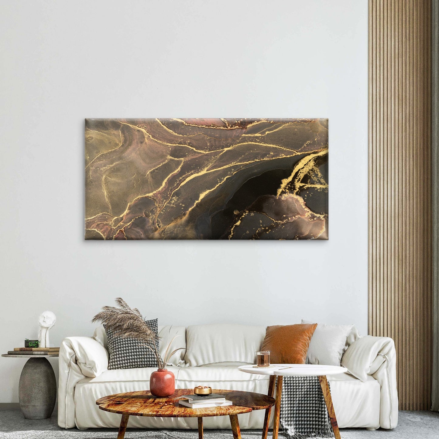 Abstract Luxury Black Gold Marble Wall Art Canvas Office Home Framed 120x60cm