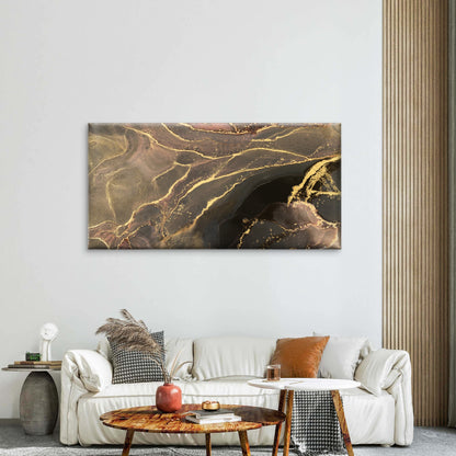 Abstract Luxury Black Gold Marble Wall Art Canvas Office Home Framed 120x60cm