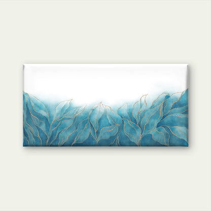 Teal Gold Leaf Watercolor Abstract Wall Art Canvas Office Home Framed 120x60cm