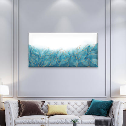 Teal Gold Leaf Watercolor Abstract Wall Art Canvas Office Home Framed 120x60cm