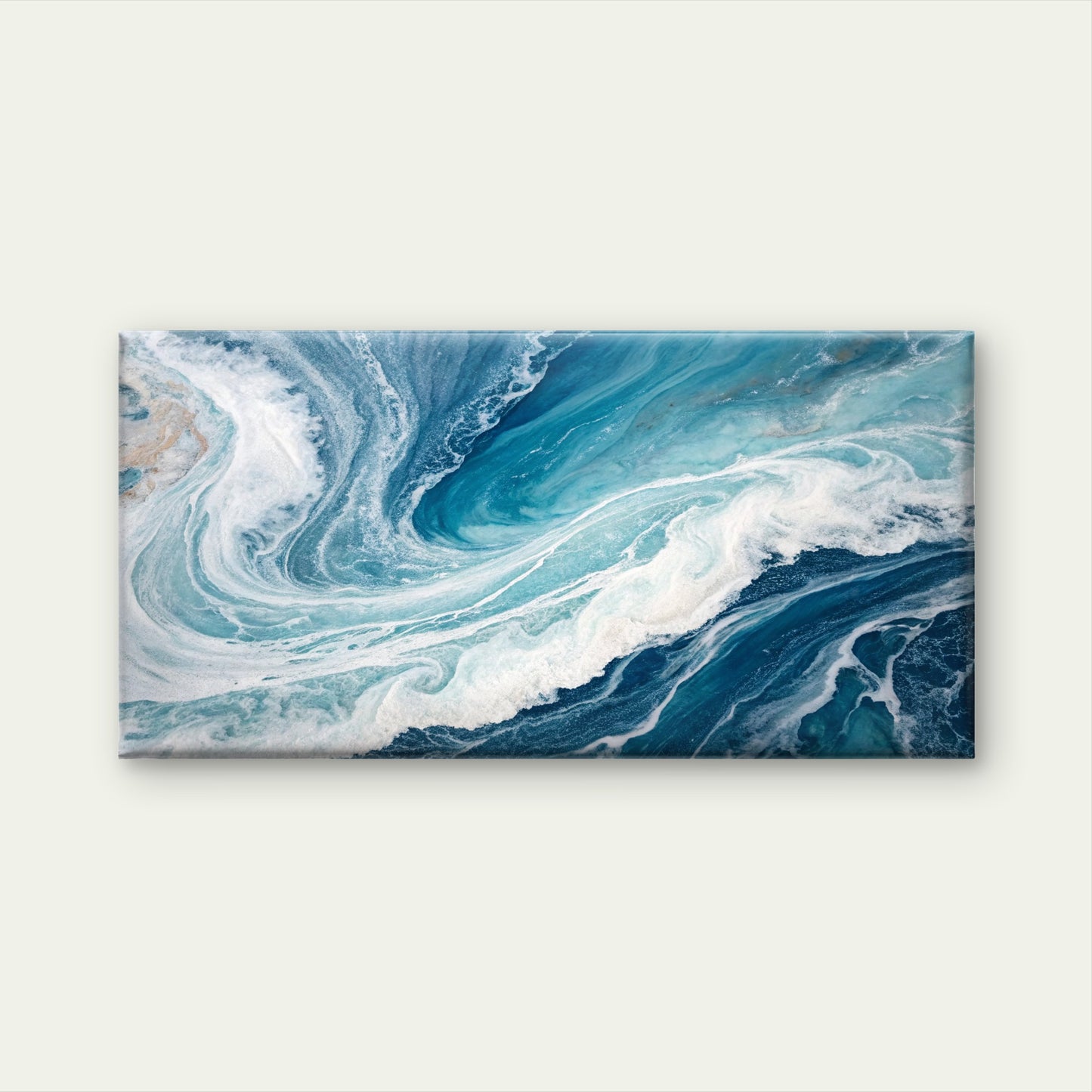 Abstract Blue Ocean Sea Foam Wave Wall Art Canvas Office Home Framed 120x60cm