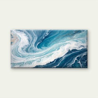 Abstract Blue Ocean Sea Foam Wave Wall Art Canvas Office Home Framed 120x60cm