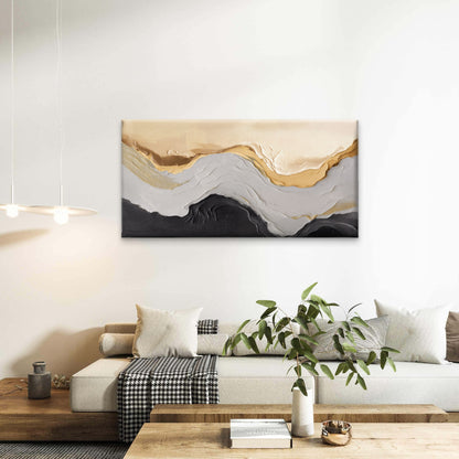 Abstract Texture Gold Grey Black Wall Art Canvas Office Home Framed 120x60cm