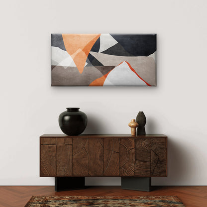 Abstract Geometric Orange Grey Shape Wall Art Canvas Office Home Framed 120x60cm