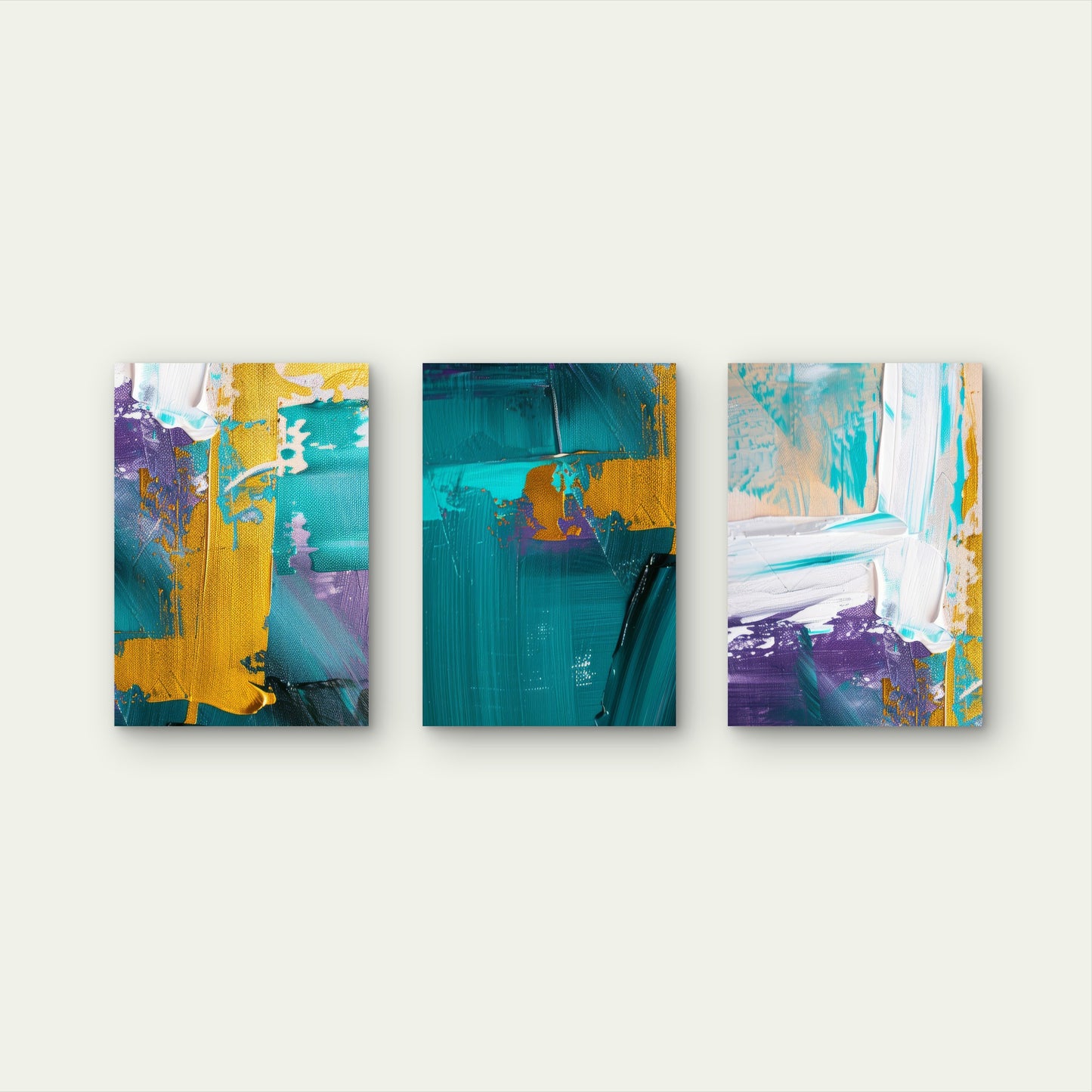 3pcs Teal Purple White Gold Stroke Abstract  Wall Art Set Canvas Framed 60x90cm - High Quality Print 100% Australian Made Wall Canvas Ready to Hang