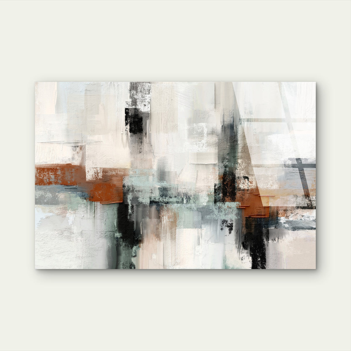 Terracotta Abstract Minimalist Earthy Rust Brown Beige Textured Geometric Print Acrylic Glass Printing Wall Art Australian Made Quality