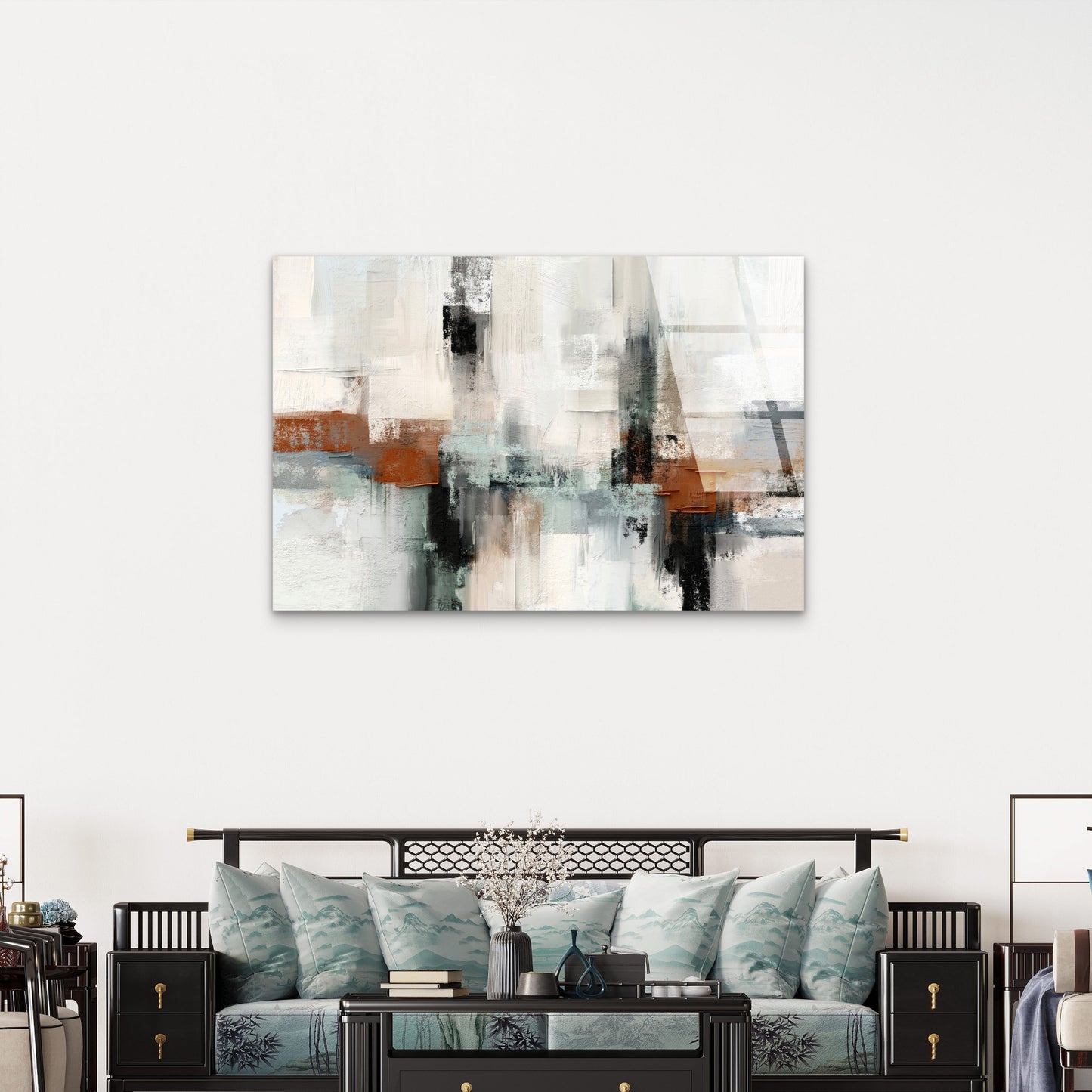Terracotta Abstract Minimalist Earthy Rust Brown Beige Textured Geometric Print Acrylic Glass Printing Wall Art Australian Made Quality