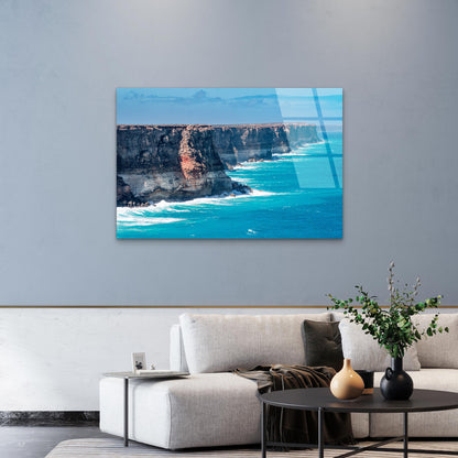 Bunda Cliffs Great Australian Bight Ocean Coastline Outback Sea Landscape Photo Acrylic Glass Printing Wall Art Australian Made Quality