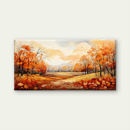 Golden Autumn Leaf Nature Painting Wall Art Canvas Office Home Framed 120x60cm