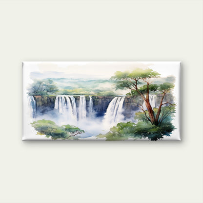 Scenic River Cascade Forest Trees Wall Art Canvas Office Home Framed 120x60cm