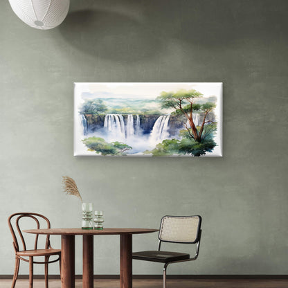 Scenic River Cascade Forest Trees Wall Art Canvas Office Home Framed 120x60cm