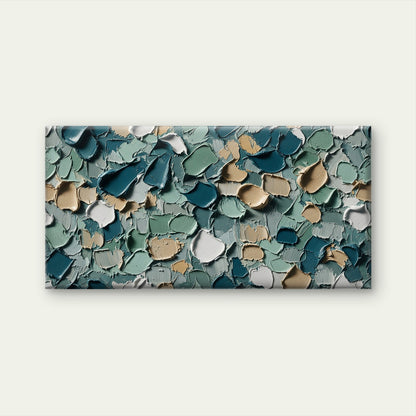 Sage Green Teal Impasto Palette Wall Art Canvas Office Home Framed 120x60cm