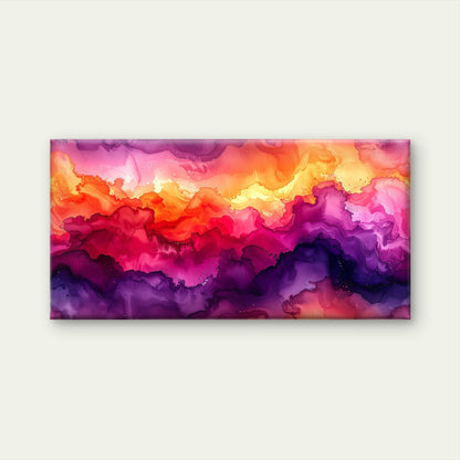 Sunset Pink Watercolor Flow Cloud Wall Art Canvas Office Home Framed 120x60cm