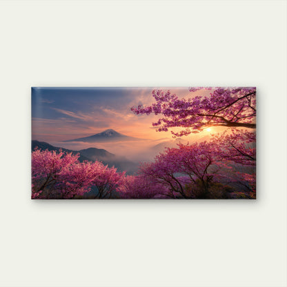 Mount Fuji Japan Cherry Blossom Wall Art Canvas Office Home Framed 120x60cm