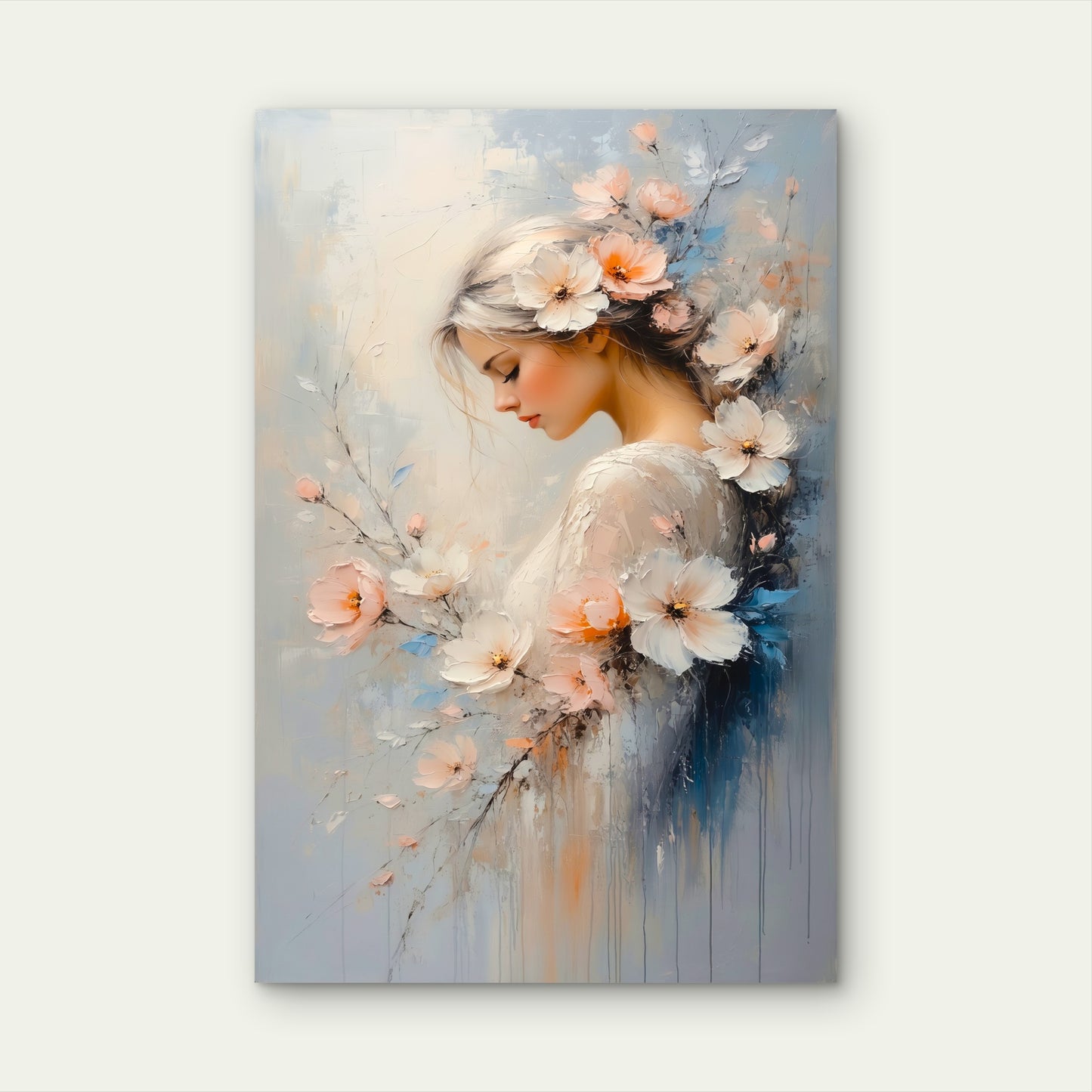 Beautiful Floral Romantic Woman Bride Dreamy Metal Print Ready to Hang