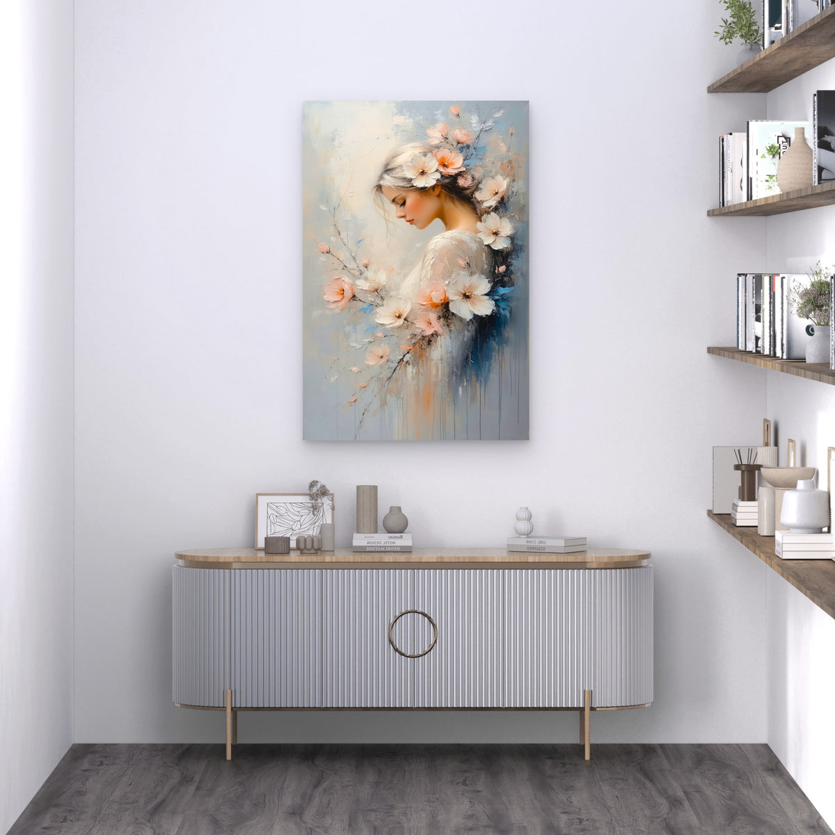 Beautiful Floral Romantic Woman Bride Dreamy Metal Print Ready to Hang