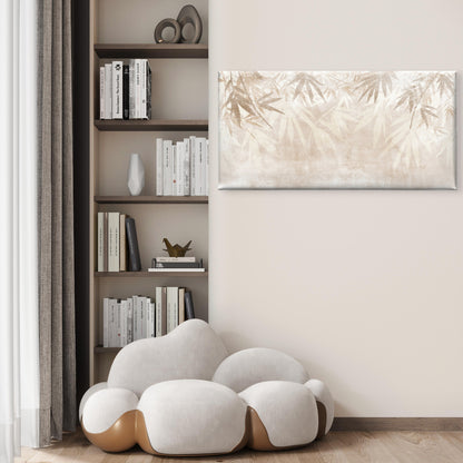 Minimalist Bamboo Leaf Silhouette Wall Art Canvas Office Home Framed 120x60cm