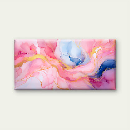 Luxury Fluid Alcohol Pink and Gold Wall Art Canvas Office Home Framed 120x60cm