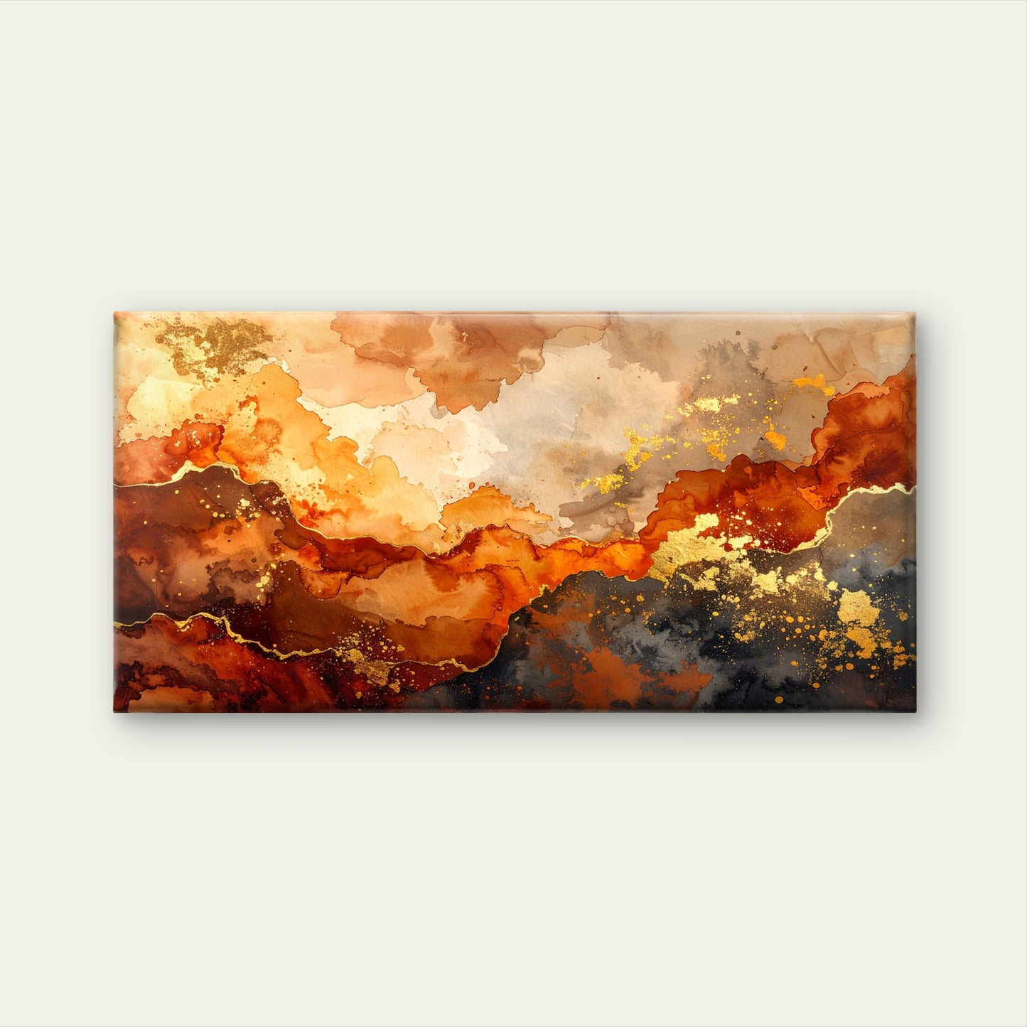 Modern Earth Tone Rust Orange Swirl Wall Art Canvas Office Home Framed 120x60cm