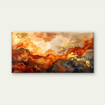 Modern Earth Tone Rust Orange Swirl Wall Art Canvas Office Home Framed 120x60cm
