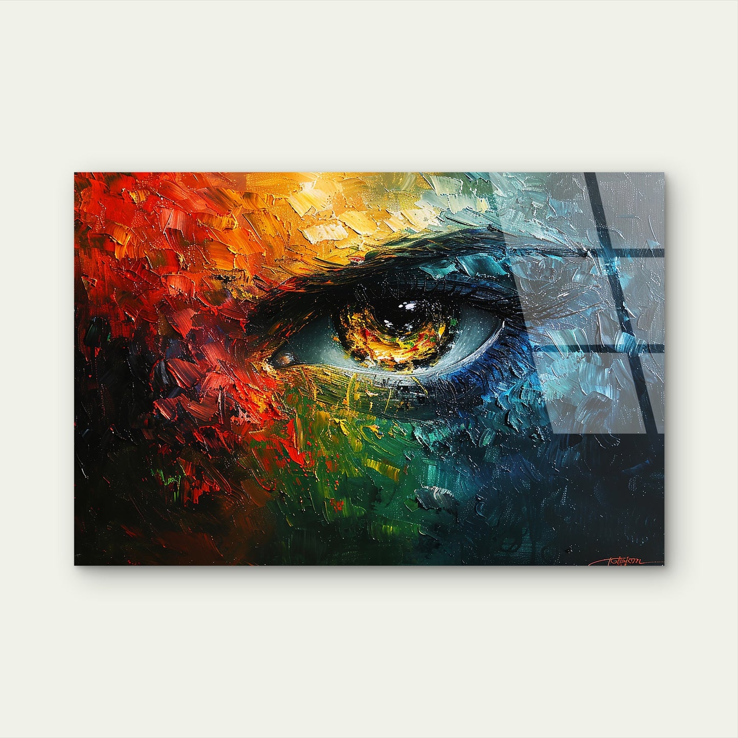 Vibrant Oil Textured Human Eye Acrylic Glass Printing Wall Art Australian Made Quality