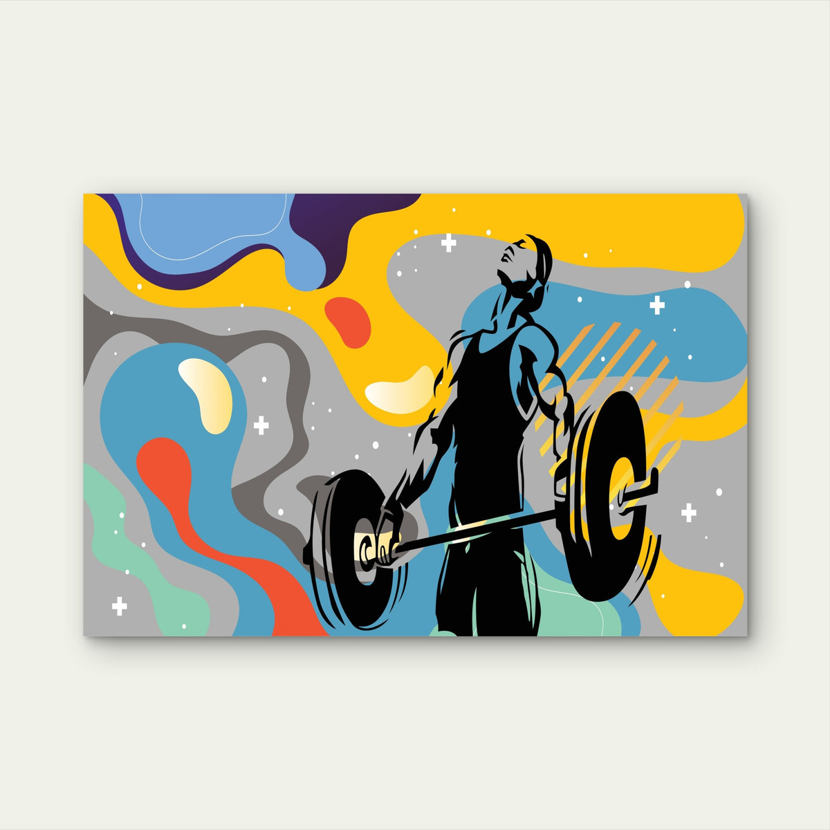 Abstract Weightlifter Barbell Art 5mm thick Plastic Poster Ready to Hang 90x60cm