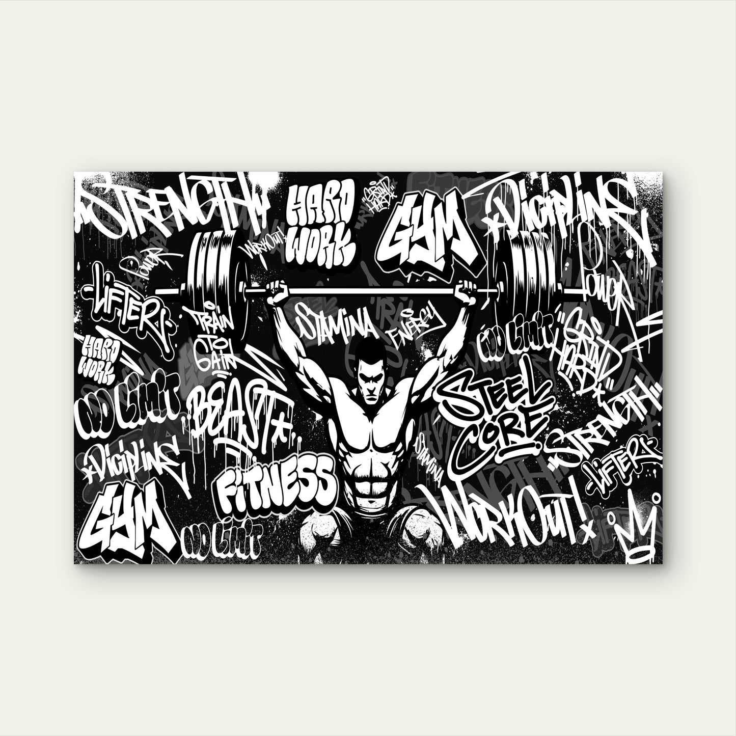 Gym Graffiti Streetwear Motivation 5mm thick Plastic Poster Ready to Hang 90x60cm