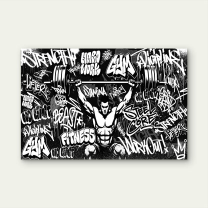 Gym Graffiti Streetwear Motivation 5mm thick Plastic Poster Ready to Hang 90x60cm
