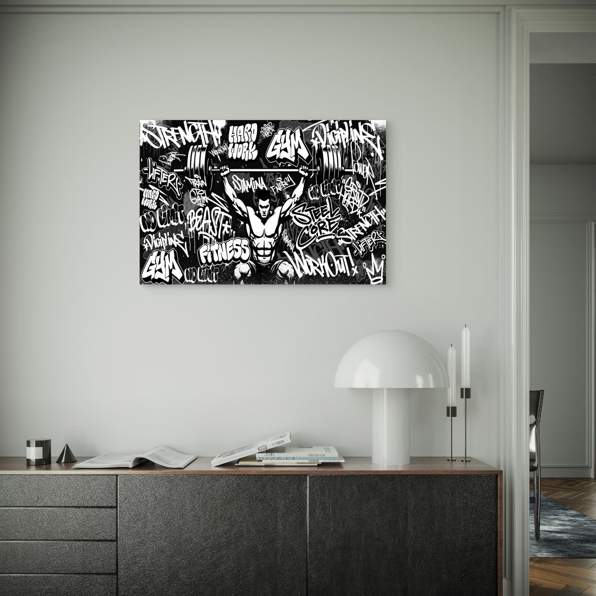 Gym Graffiti Streetwear Motivation 5mm thick Plastic Poster Ready to Hang 90x60cm