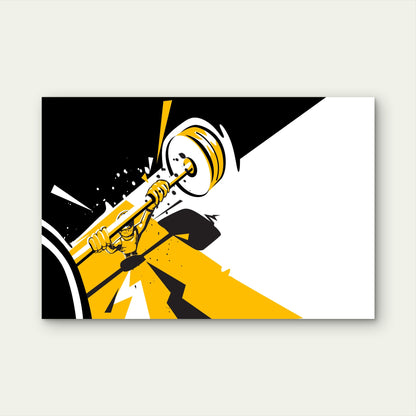 Gym Powerlifting Vector Art Black And Yellow 5mm thick Plastic Poster Ready to Hang 90x60cm