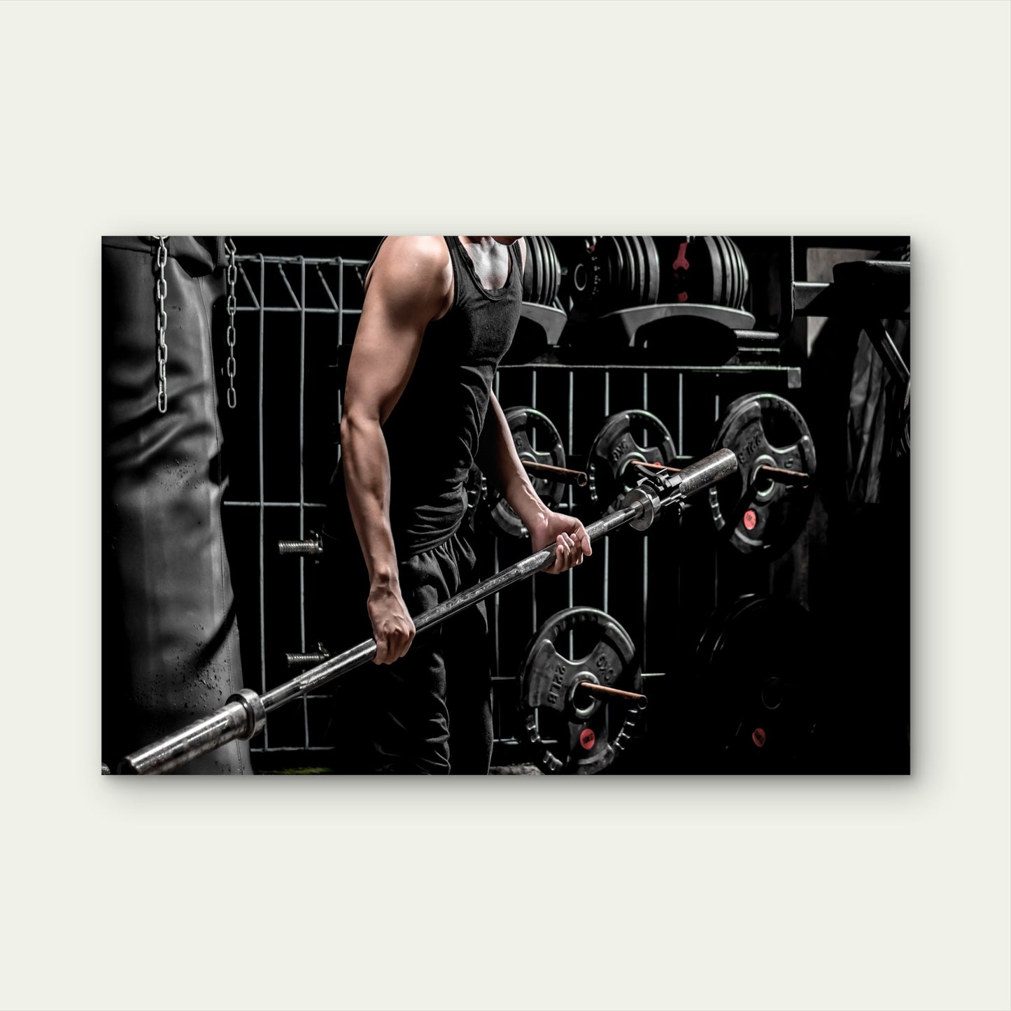 Dramatic High Contrast Muscular Athlete 5mm thick Plastic Poster Ready to Hang 90x60cm
