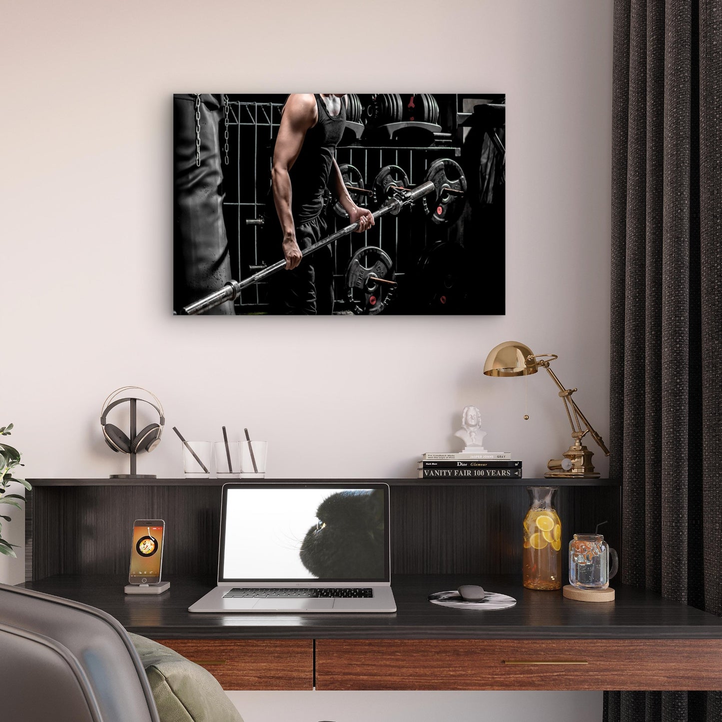 Dramatic High Contrast Muscular Athlete 5mm thick Plastic Poster Ready to Hang 90x60cm