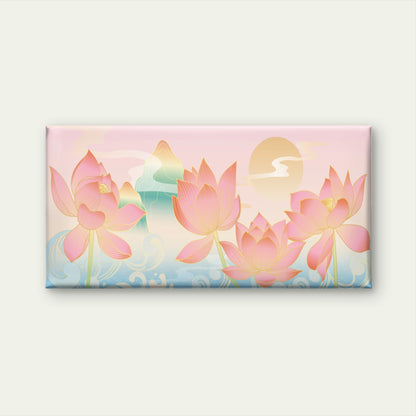 Chinese Pink Lotus Flower Sun Art Wall Art Canvas Office Home Framed 120x60cm