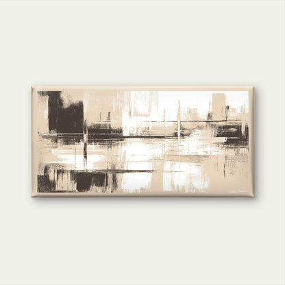 Abstract Textured Cream Charcoal Wall Art Canvas Office Home Framed 120x60cm