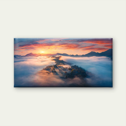 Epic Foggy Mountain Sea of Clouds Wall Art Canvas Office Home Framed 120x60cm