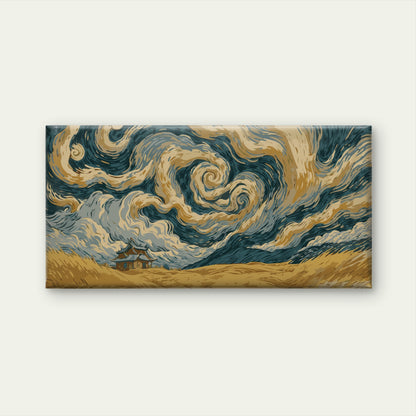 Van Gogh Style Swirling Sky Pagoda Wall Art Canvas Office Home Framed 120x60cm