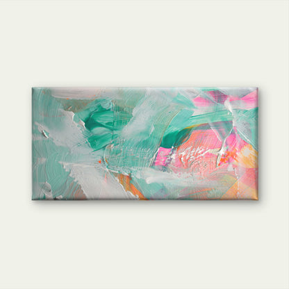 Modern Abstract Teal Pink Pastel Wall Art Canvas Office Home Framed 120x60cm