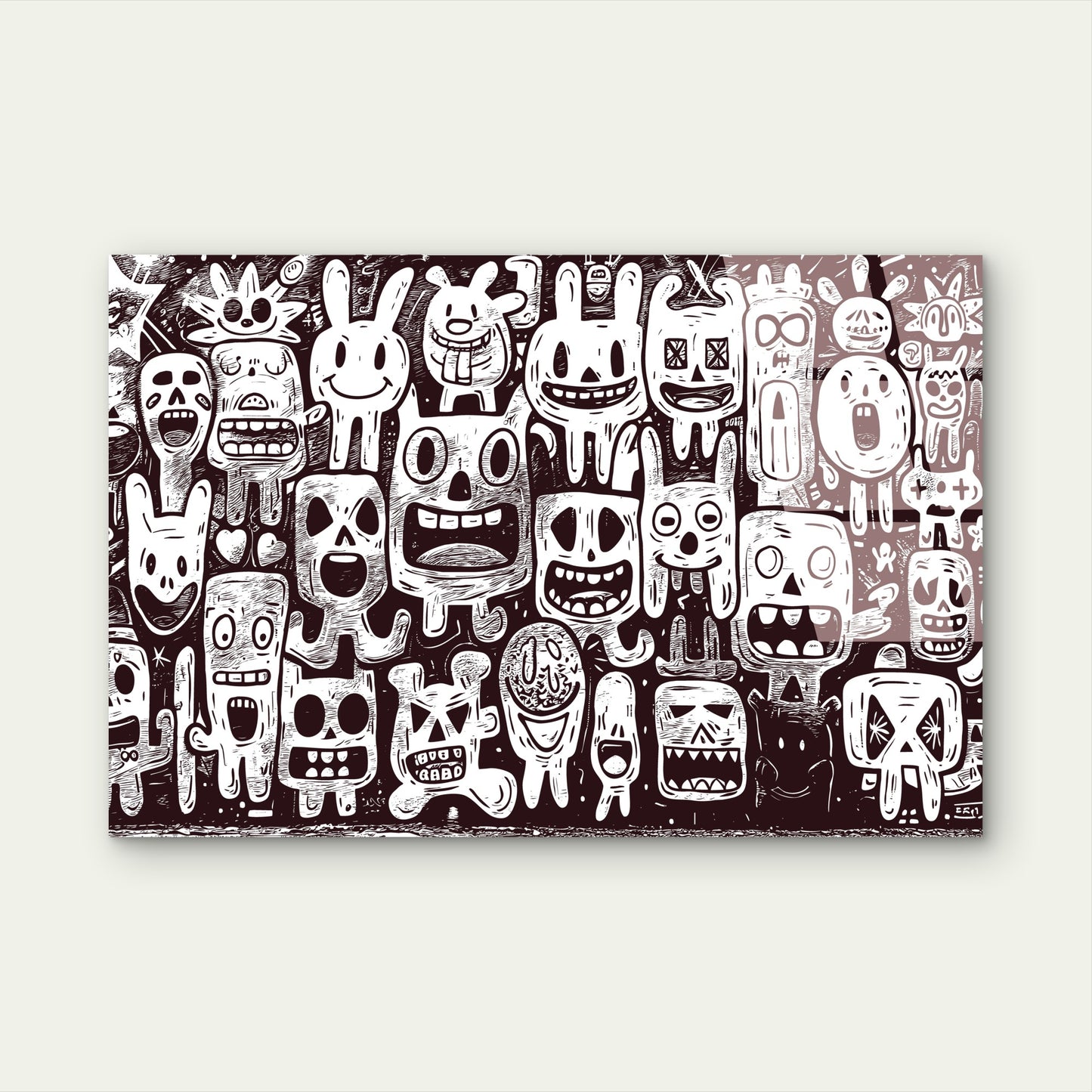 Graffiti Doodle Monsters Street Art Acrylic Glass Printing Wall Art Australian Made Quality