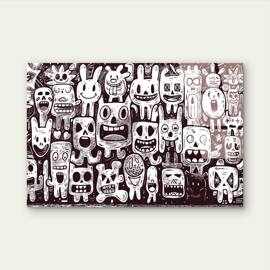 Graffiti Doodle Monsters Street Art Acrylic Glass Printing Wall Art Australian Made Quality