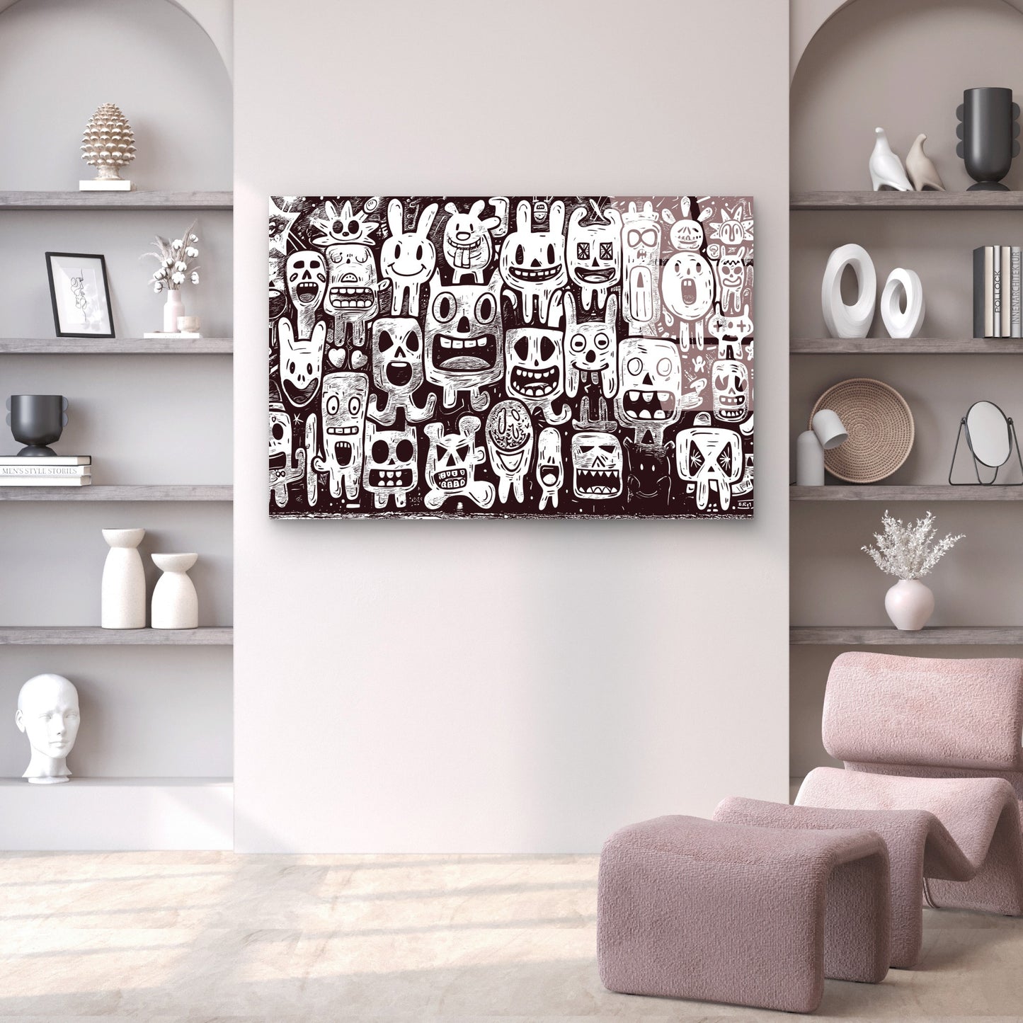 Graffiti Doodle Monsters Street Art Acrylic Glass Printing Wall Art Australian Made Quality